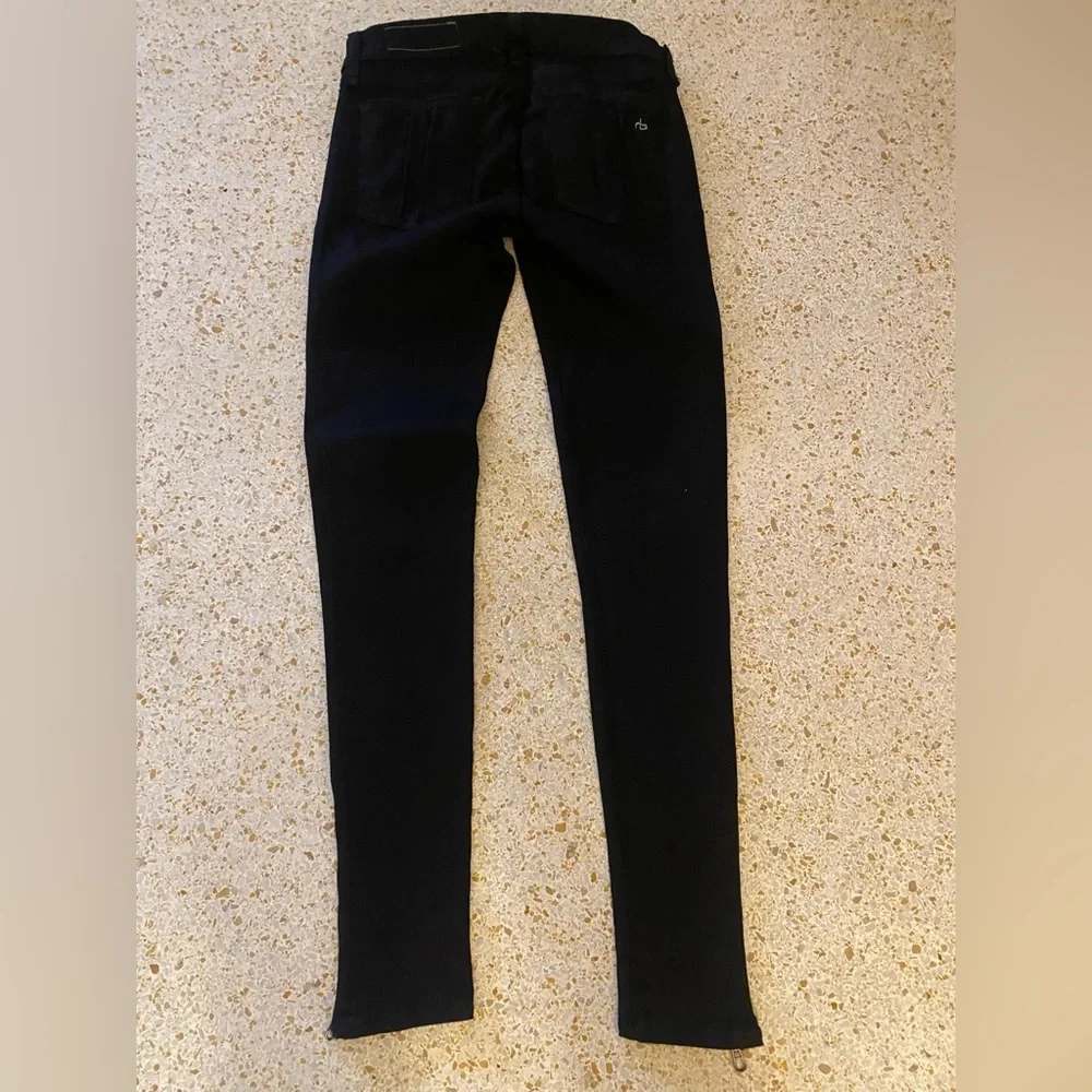 $228 Rag & Bone Zip Black Kensington Moto Jeans Size 28